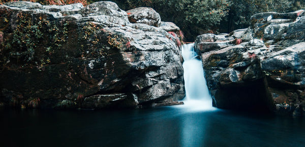 Scenic view of waterfall