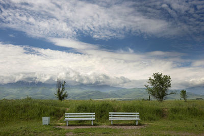 Scenic view of field against sky