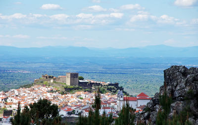 High angle shot of townscape