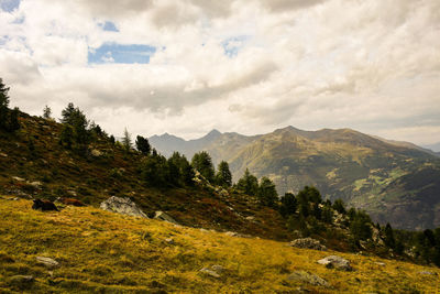 Scenic view of mountains against sky