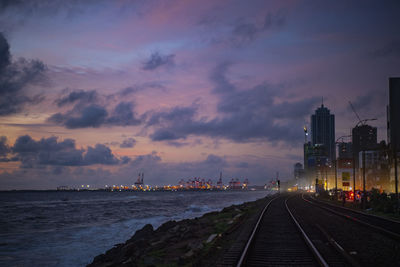 Railtracks next to the ocean in colombo / sri lanka