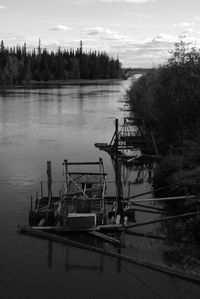 Boats in calm lake