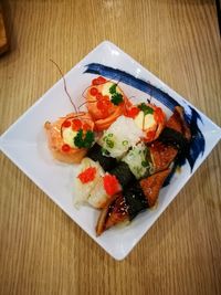 High angle view of food on table