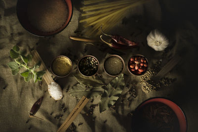 High angle view of food on table