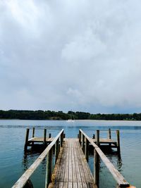 Pier over sea against sky