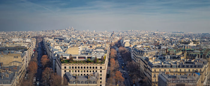 High angle view of buildings in city