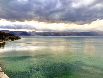 Scenic view of lake against sky