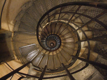 High angle view of spiral staircase