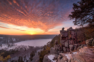 Scenic view of landscape against sky during sunset