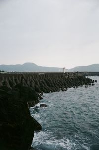 Scenic view of sea against clear sky