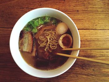 High angle view of food in bowl