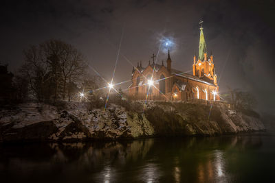 Trollhättan's church in the evening in winter