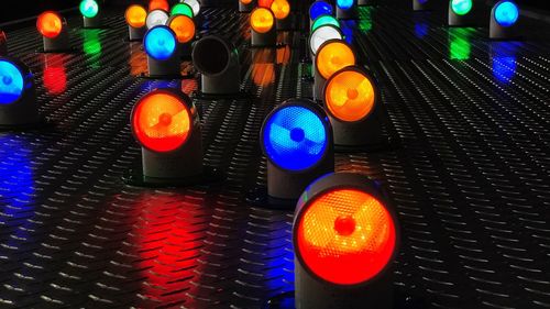 Close-up of illuminated lighting equipment