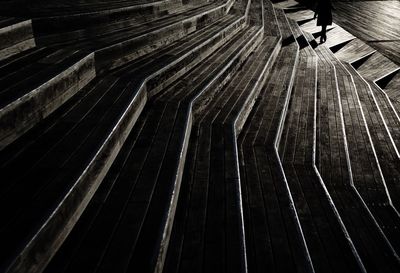 High angle view of steps at night