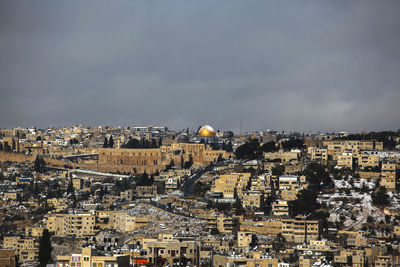 High angle view of buildings in city