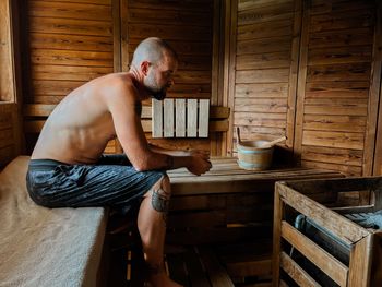 Man sitting in the sauna