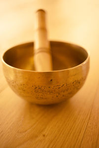 High angle view of coffee on table