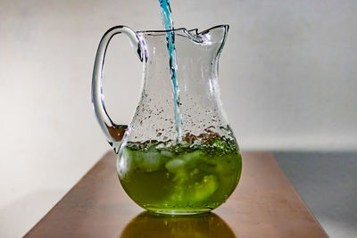 Close-up of drink in glass on table