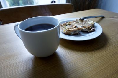 Close-up of breakfast on table