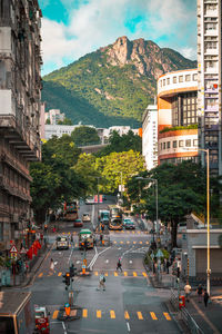 High angle view of city street