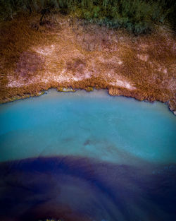 High angle view of water on land