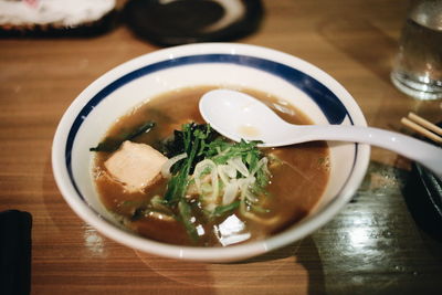 Close-up of soup in bowl