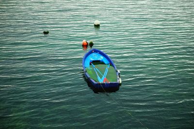 High angle view of boat in sea