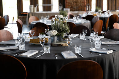 Table and chairs in restaurant