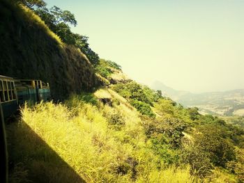 Scenic view of mountains against clear sky