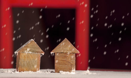 Close-up of building during winter