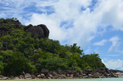 Scenic view of rock formation against sky
