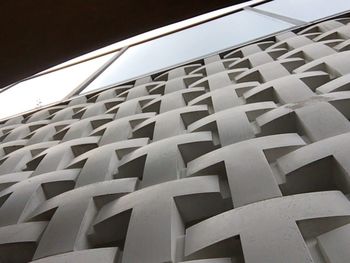 Low angle view of modern building against clear sky