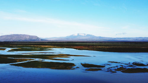 Scenic view of lake against sky