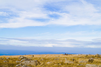 Scenic view of landscape against cloudy sky