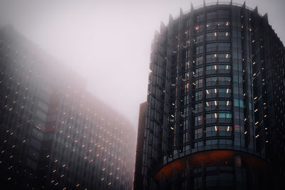 Low angle view of buildings against clear sky