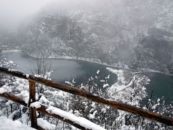 Close-up of frozen lake during winter