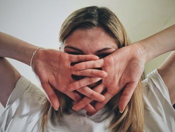 Close-up of young woman hands