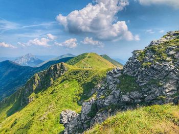 Scenic view of mountains against sky