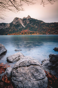 A long exposure of an alp lake