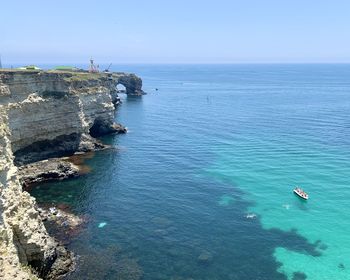 High angle view of sea against sky