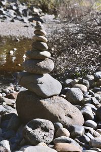 Stack of stones on pebbles