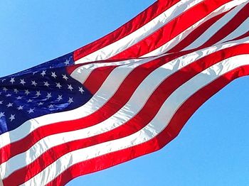 Low angle view of american flag