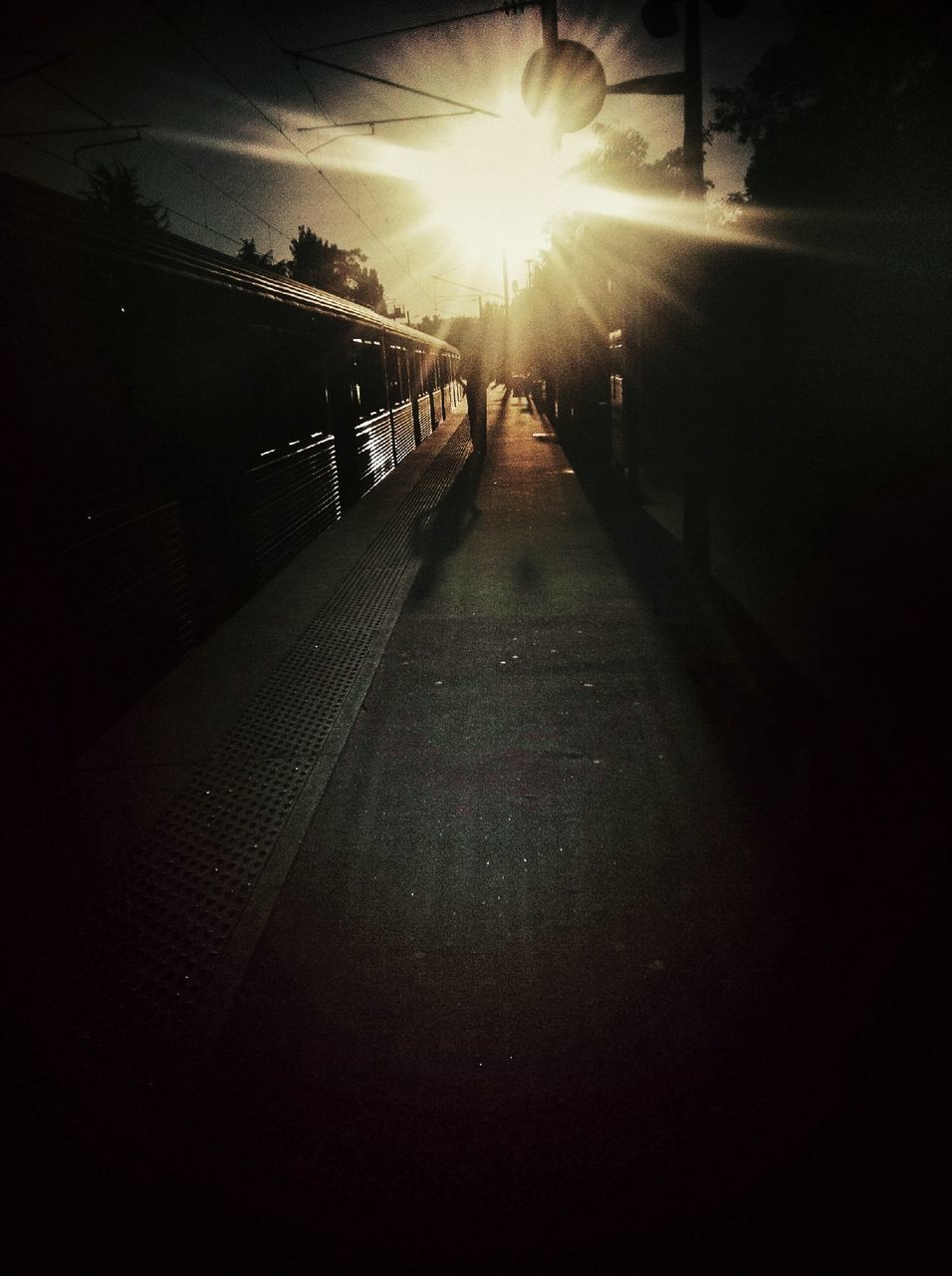 the way forward, sun, sunbeam, sunlight, lens flare, diminishing perspective, vanishing point, transportation, road, silhouette, sunny, outdoors, street, bright, empty, shadow, long, dark, no people, nature