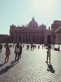 Tourists at historical building