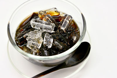 High angle view of ice cream in bowl