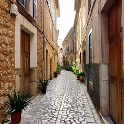 Narrow alley amidst buildings in city