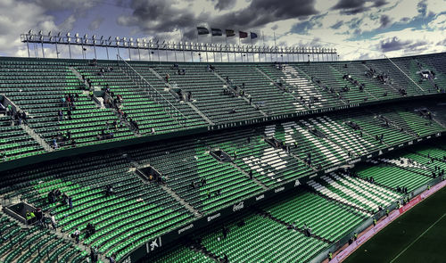 High angle view of roof on field against sky