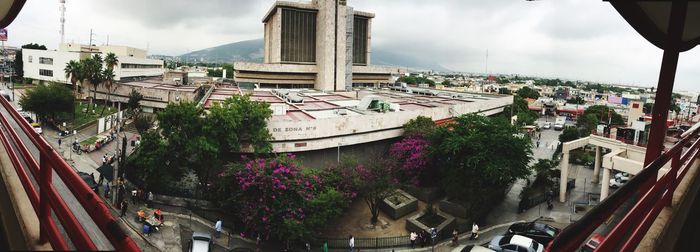 High angle view of street amidst buildings in city