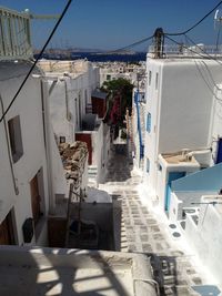 Alley between white buildings in greece