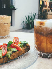 Close-up of breakfast on table